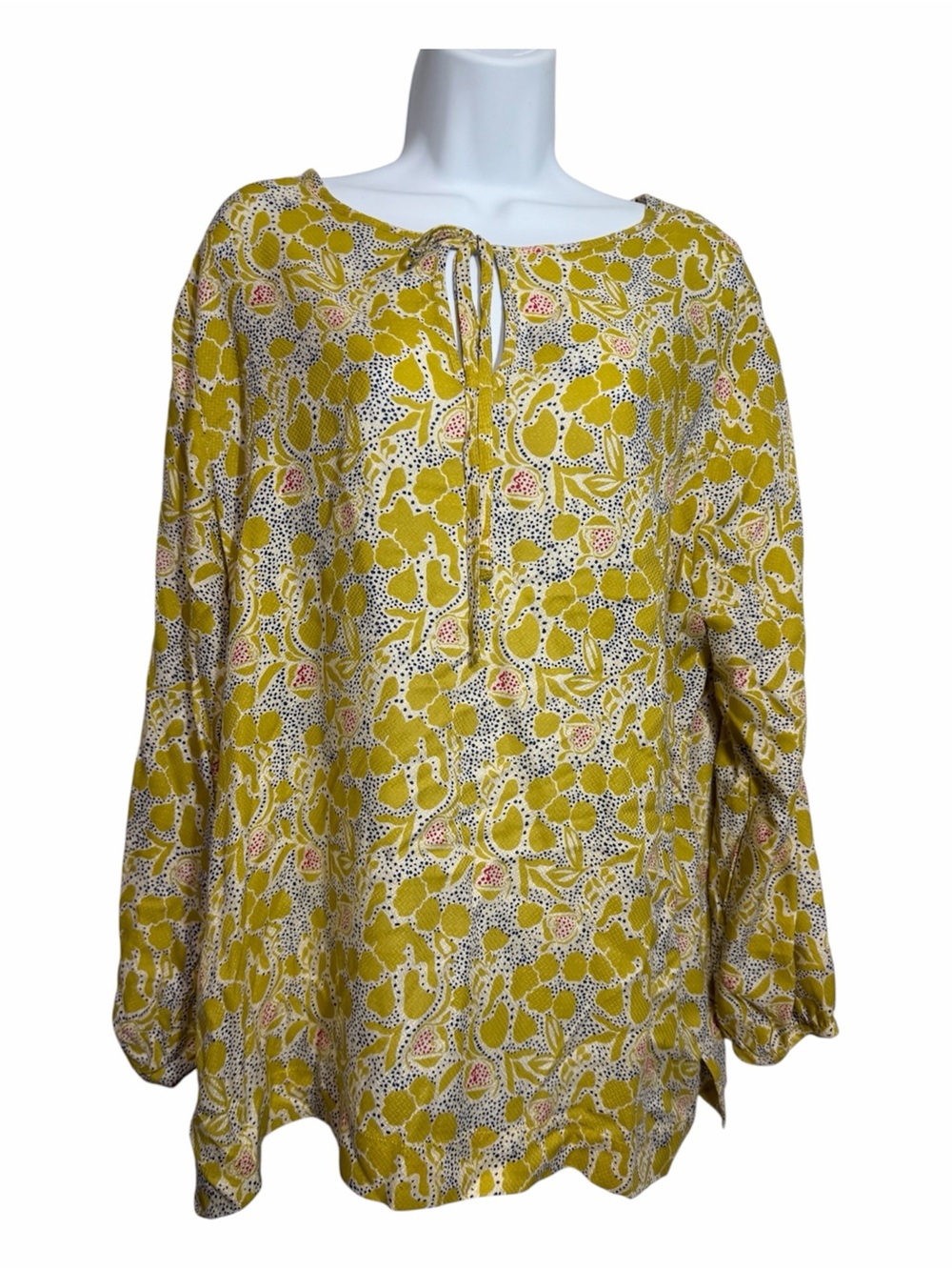 Rock Flower Paper Tunic Top Mustard Navy Abstract Print Size Large Bohemian